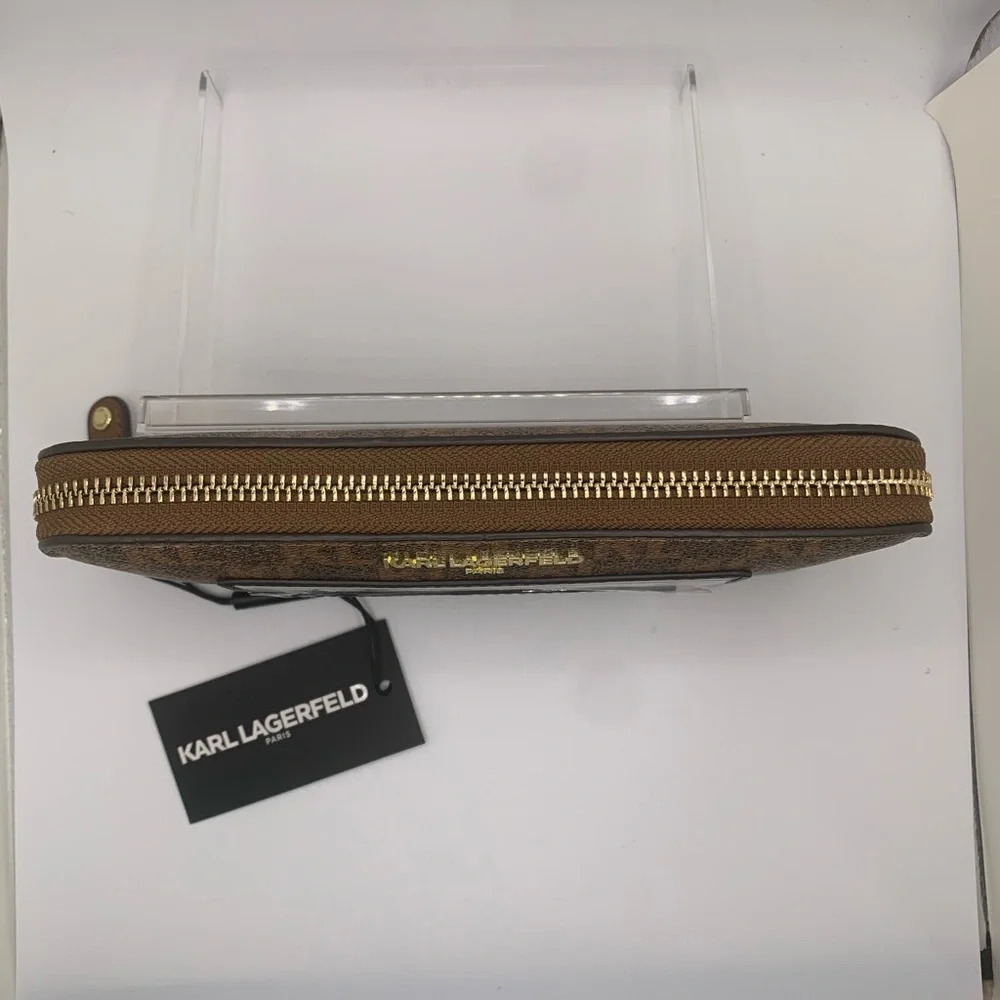 Karl Lagerfeld Paris Maybelle SLG Zip Brown Wallet - Picture 10 of 17